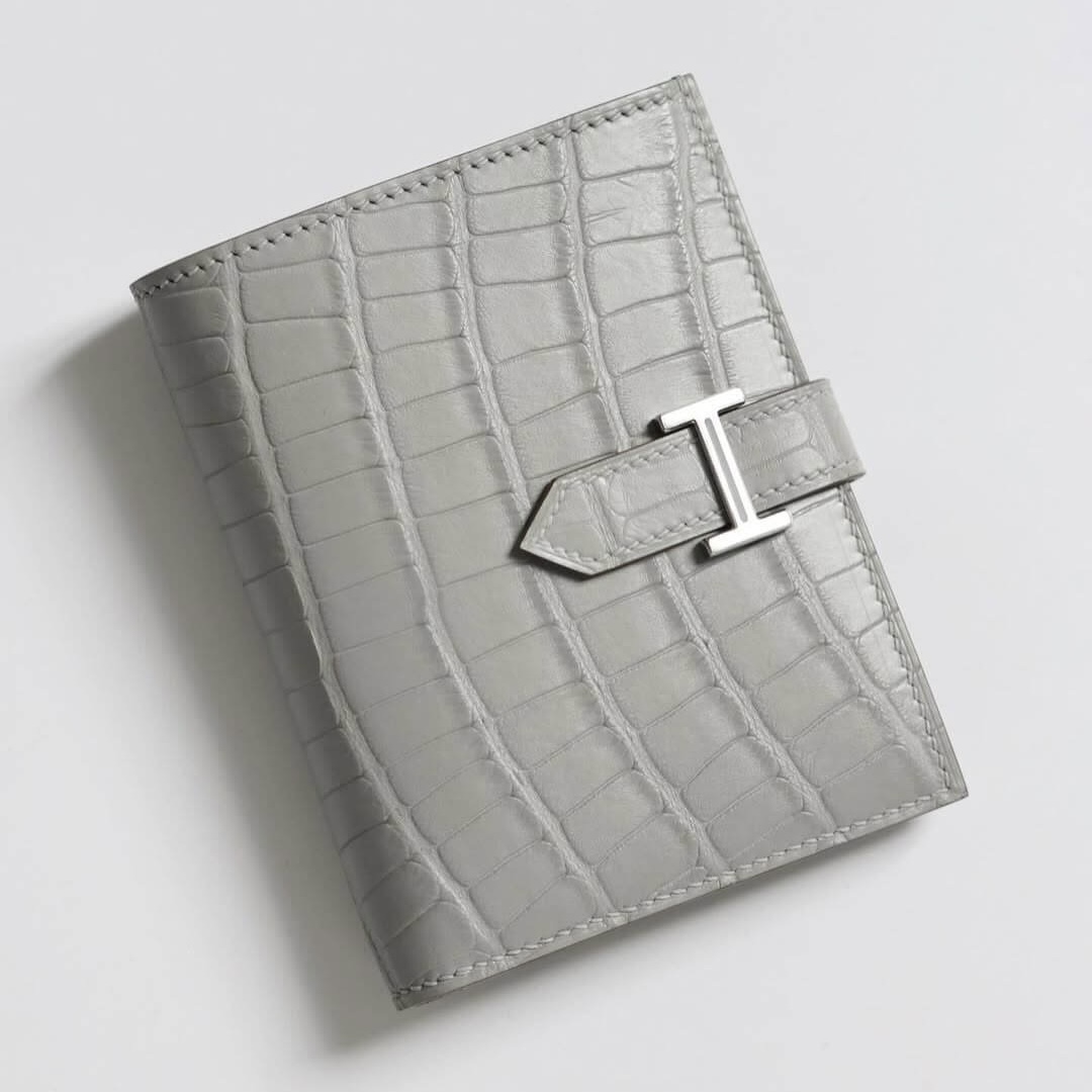 Hermès Bearn Compact Wallet&Palladium Hardware Gris Perle