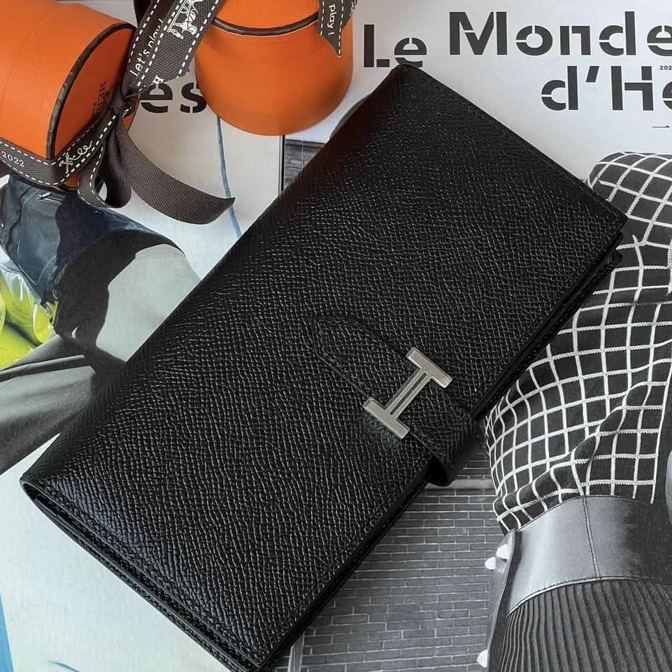Hermès Bearn Wallet Epsom& Palladium Hardware Noir