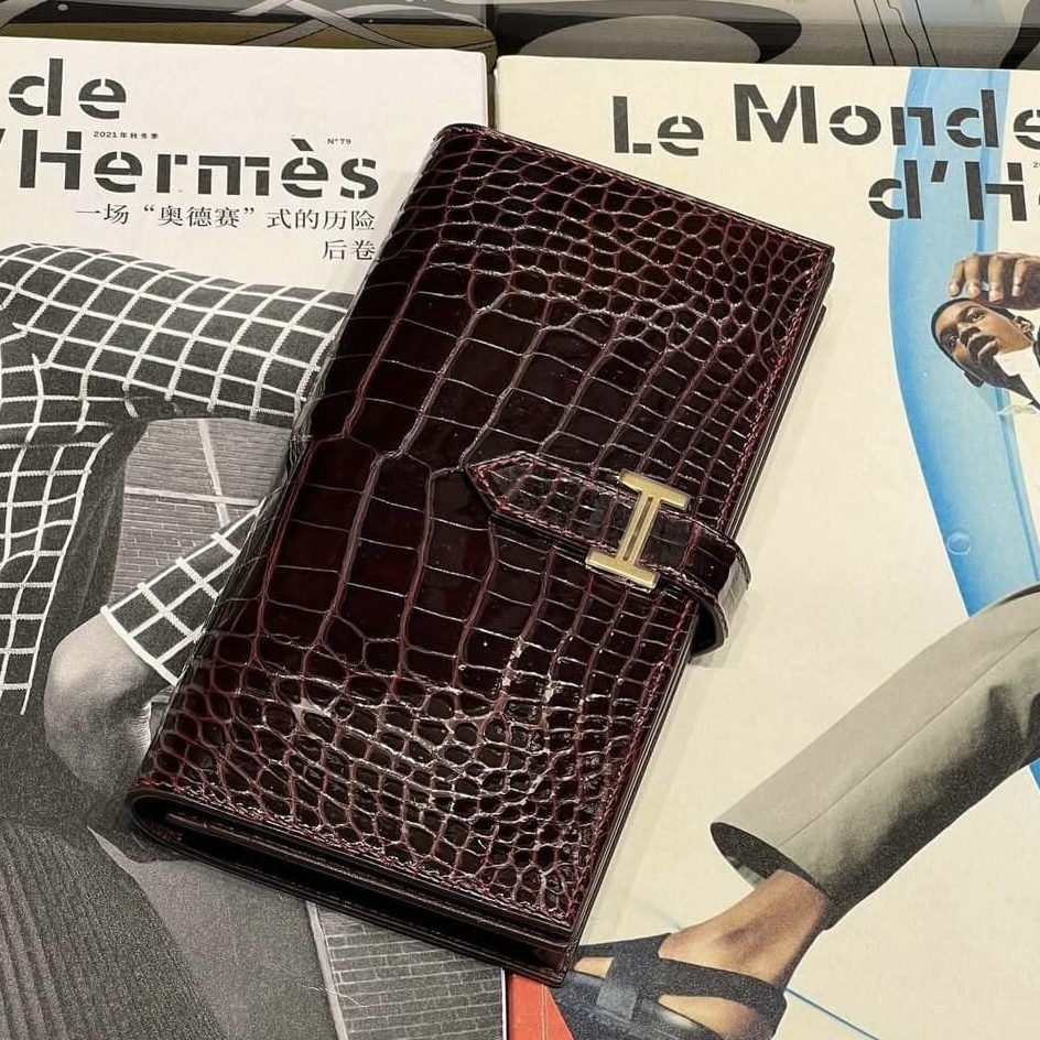 Hermès Bearn Wallet Epsom& Gold Hardware Bordeaux