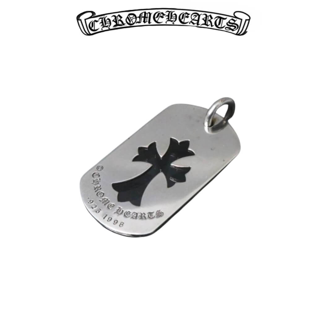 Chrome Hearts Silvery Dog Tag Cross Silver Pendant Silvery (16.9g)