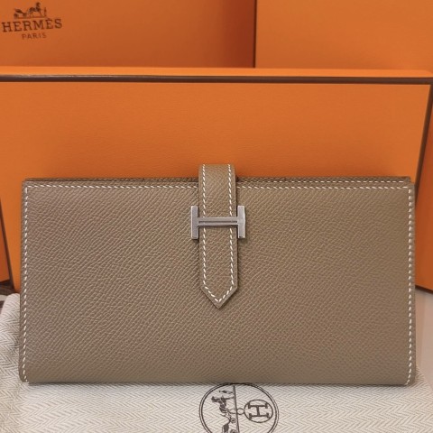 Hermès Bearn Wallet Epsom &Palladium Hardware Etoupe