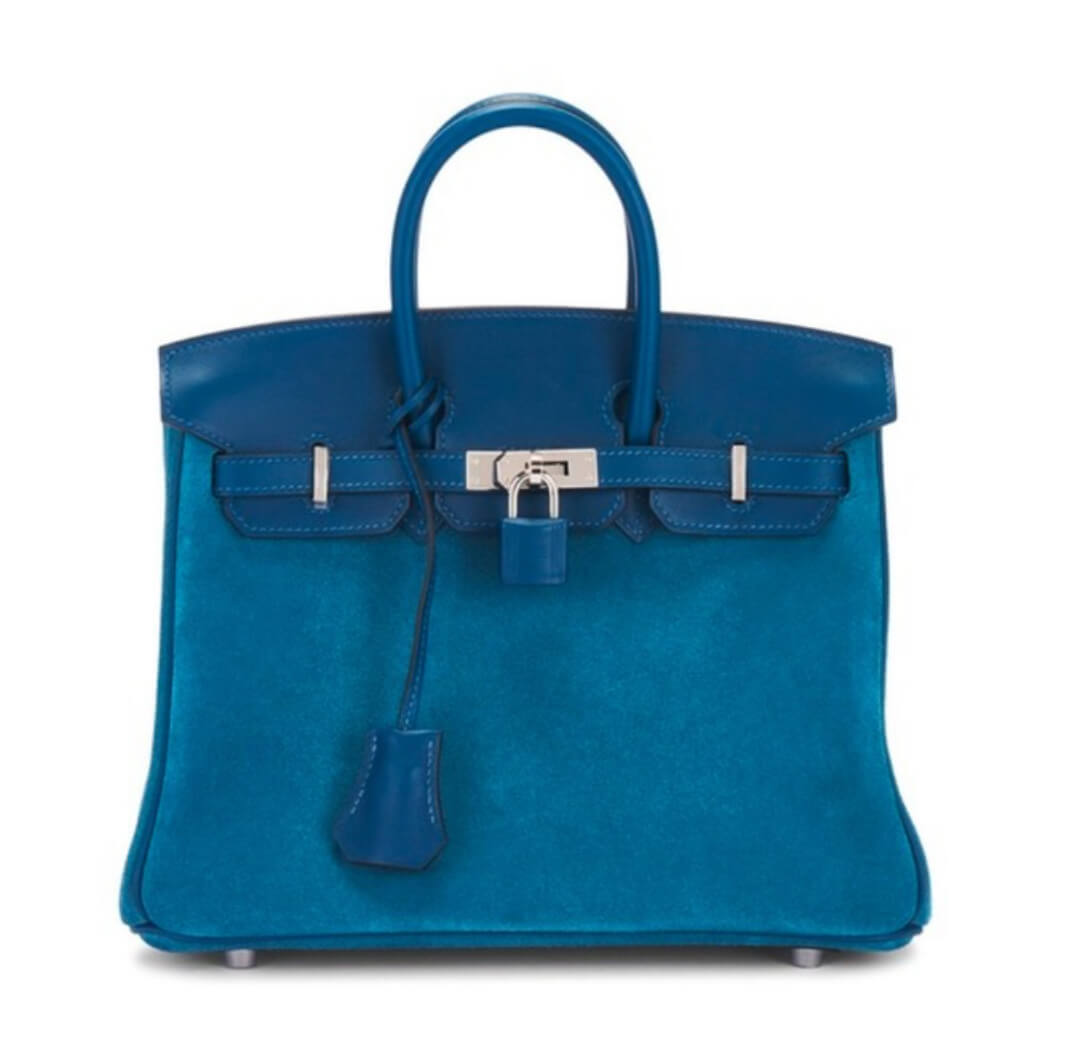 Hermès Birkin25 Blue Suede&Palladium Hardware