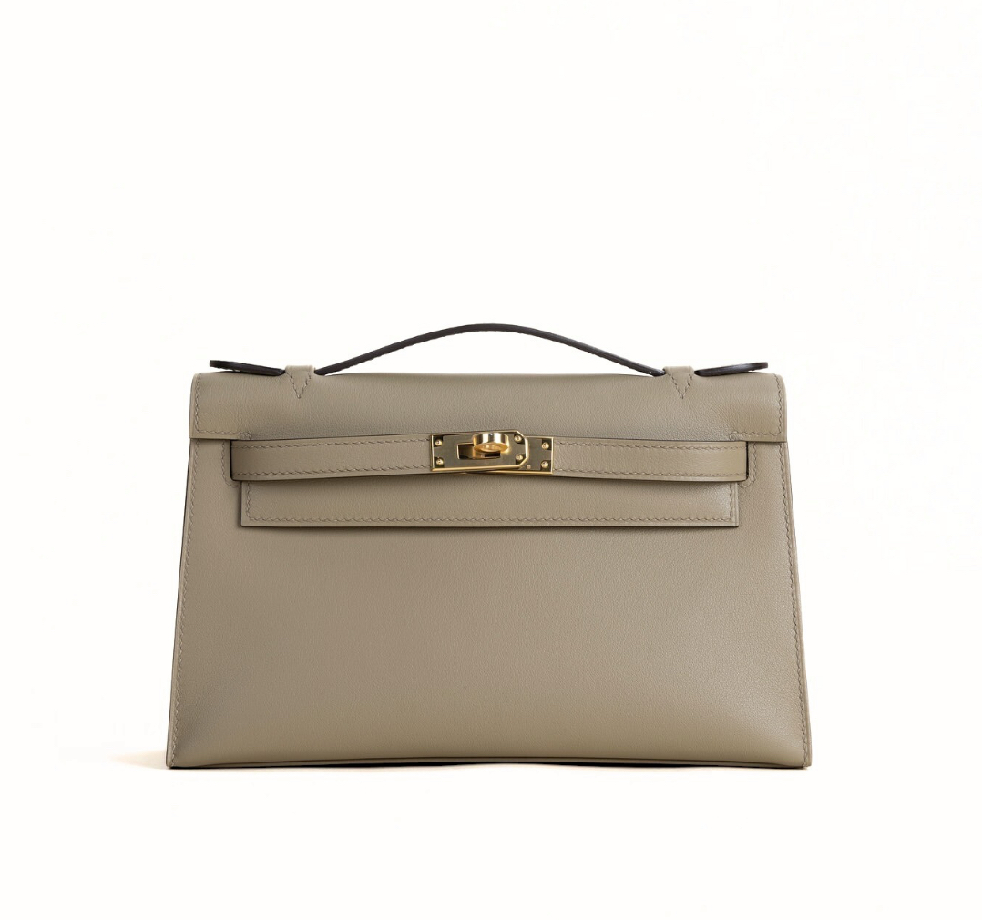 Hermès Kelly Pochette Beige Marfa Swift& Gold Hardware