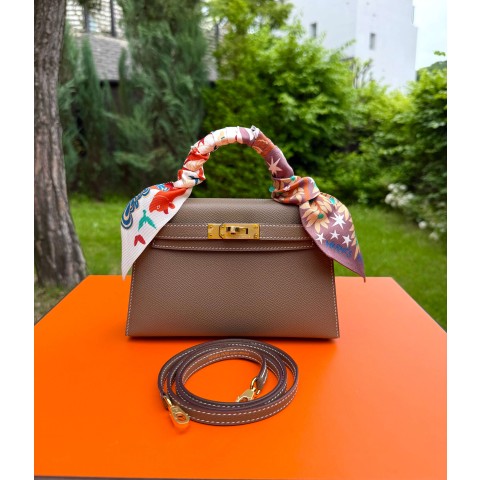 Hermes Mini Kelly Epsom Etoupe