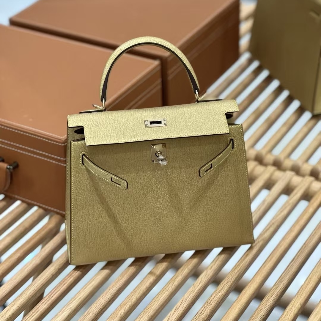 Hermès Kelly 25 Sellier Metallic Gold Epsom Palladium Hardware