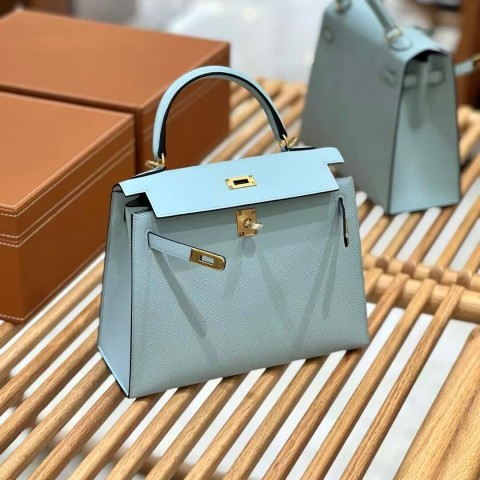 Hermès Kelly 25 Sellier Bleu Atoll Epsom Gold Hardware