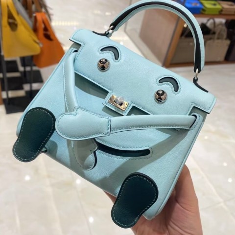 Hermès Kelly Doll Picto Blue Atoll Swift Leather Bag