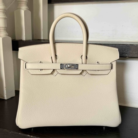 Hermès Birkin 25 Craie Togo with Palladium Hardware