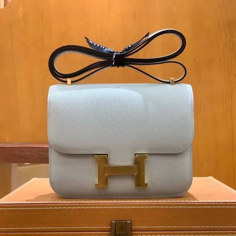 Hermès Constance 18 Gris Pale Epsom with Gold Hardware