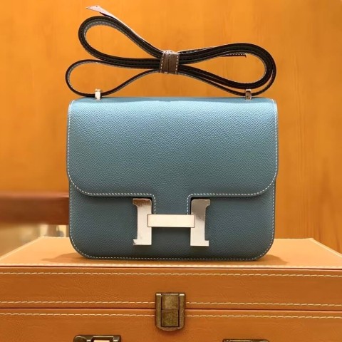 Hermès Constance 18 Bleu du Nord Epsom with Palladium Hardware