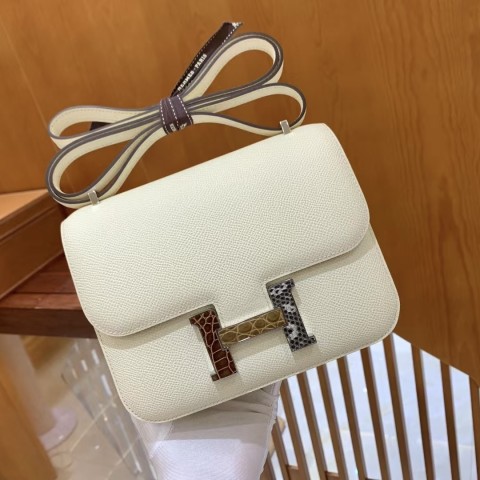 Hermès Constance 18 Nata Epsom with Multicolor Exotic H Buckle
