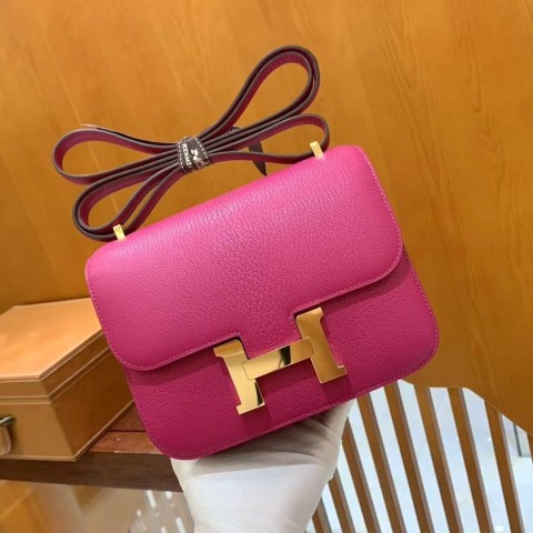 Hermès Constance 18 Rose Pourpre Epsom with Gold Hardware