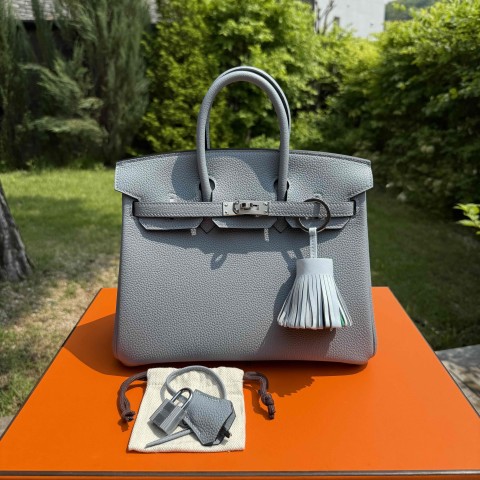 Hermes Birkin 25 Bleu Lin Togo with Palladium Hardware