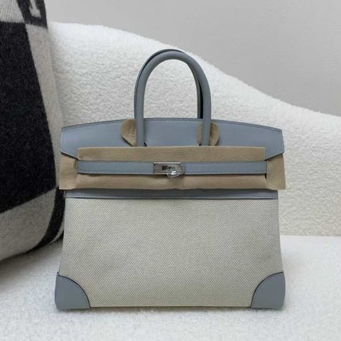 Hermès Birkin 25 Canvas with Swift 8U Glacier Blue – Palladium Hardware