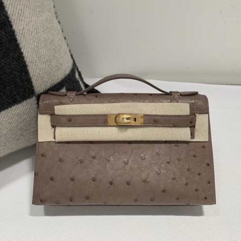 Hermès Mini Kelly I Ostrich – Gold Hardware