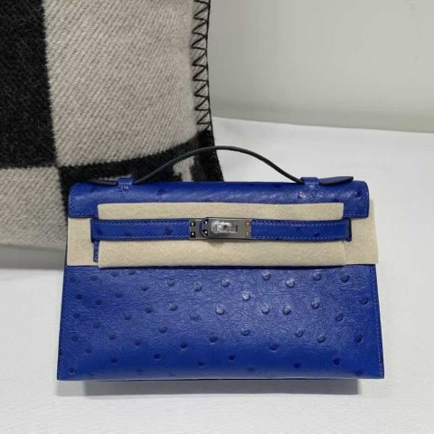 Hermès Mini Kelly I Ostrich Electric Blue – Palladium Hardware