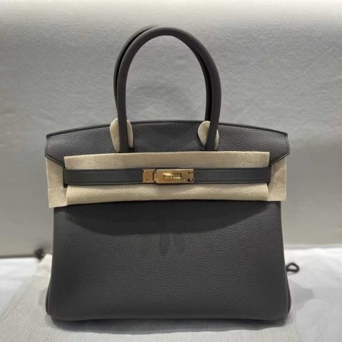 Hermès Birkin 30 Togo 8F Etain – Gold Hardware
