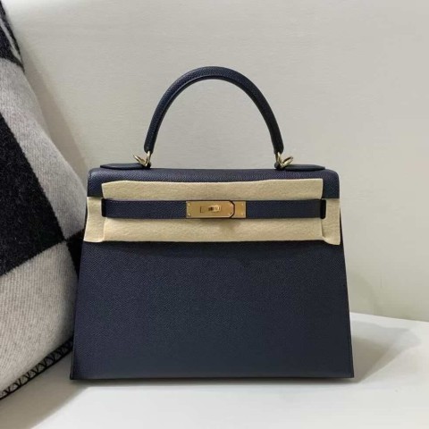Hermès Kelly 25 Epsom 76 Blue Indigo – Gold Hardware