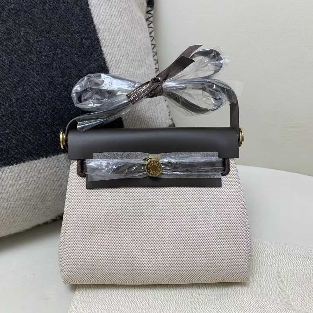 Hermès Mini Herbag Canvas Ebony – Gold Hardware