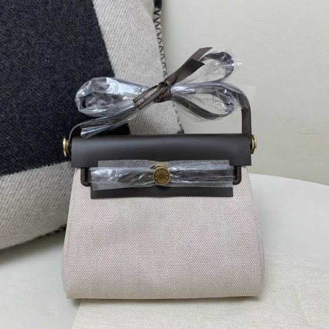 Hermès Mini Herbag Canvas Ebony – Gold Hardware