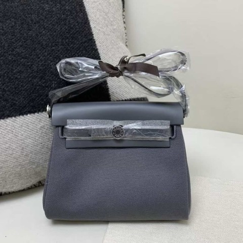 Hermès Mini Herbag Canvas Slate Grey – Palladium Hardware