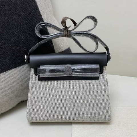 Hermès Mini Herbag Canvas Panda Color – Palladium Hardware
