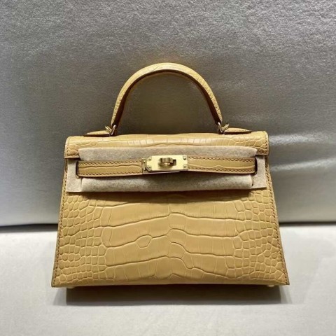 Hermès Mini Kelly II Matte Alligator Earth Tone – Gold Hardware