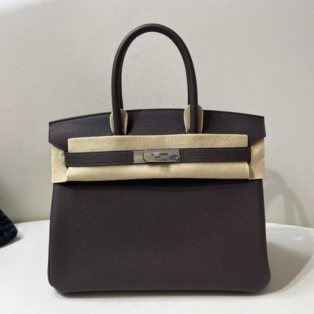 Hermès Birkin 30 Togo Ebony with Caramel – Palladium Hardware
