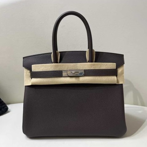 Hermès Birkin 30 Togo Ebony with Caramel – Palladium Hardware