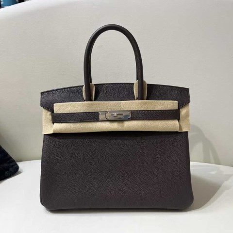 Hermès Birkin 30 Togo Ebony with Caramel – Palladium Hardware