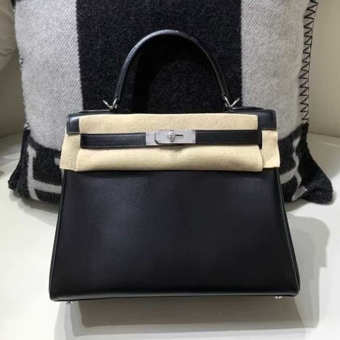 Hermès Kelly25 Box Noir x Palladium Hardware