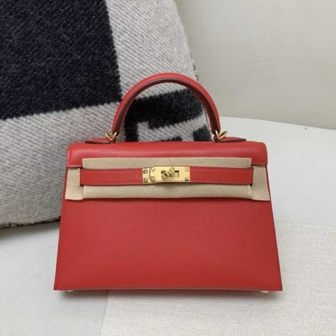 Hermès Mini Kelly II Swift Q5 Rouge Vif – Gold Hardware