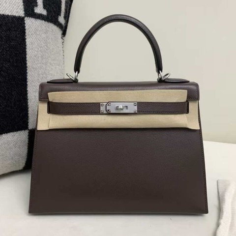 Hermès Kelly 25 Swift Ebene x Palladium Hardware