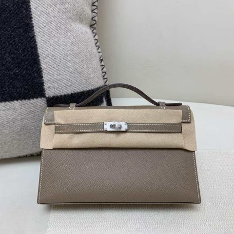 Hermès Pochette in Etoupe with Palladium Hardware