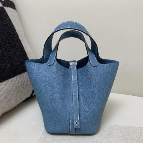 Hermès Picotin Lock 22 Clemence Bleu Jean