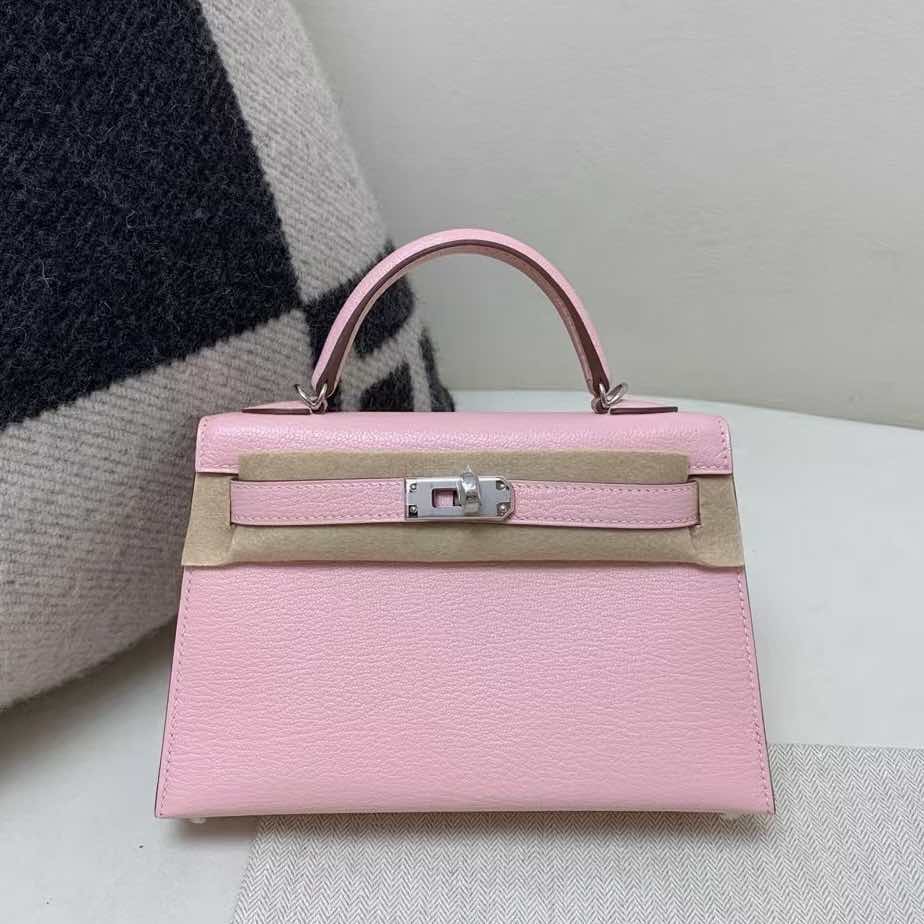 Hermès Kelly Mini II 20 Chevre Rose Sakura with Palladium Hardware