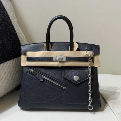 Hermès Birkin 25 Cargo Rock in Noir Swift with Palladium Hardware