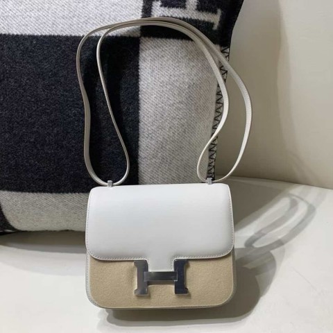 Hermès Constance 18 Craie Swift with Palladium Hardware
