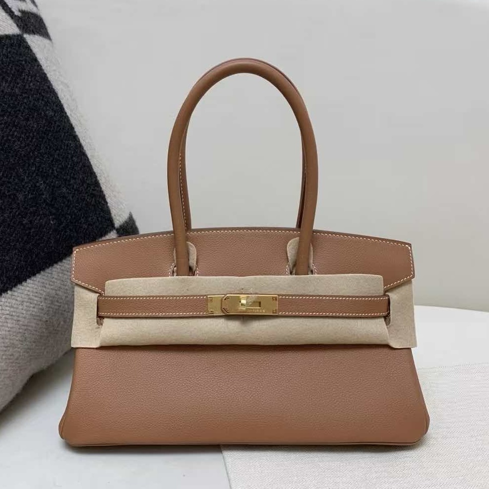 Hermès Soulder Birkin 29 Retourne Gold Evercolor with Gold Hardware