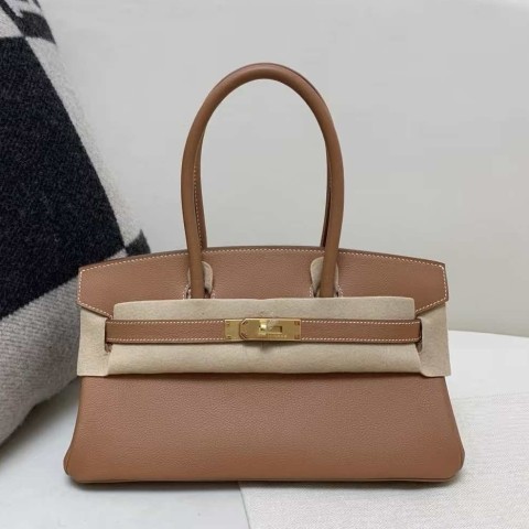 Hermès Soulder Birkin 29 Retourne Gold Evercolor with Gold Hardware