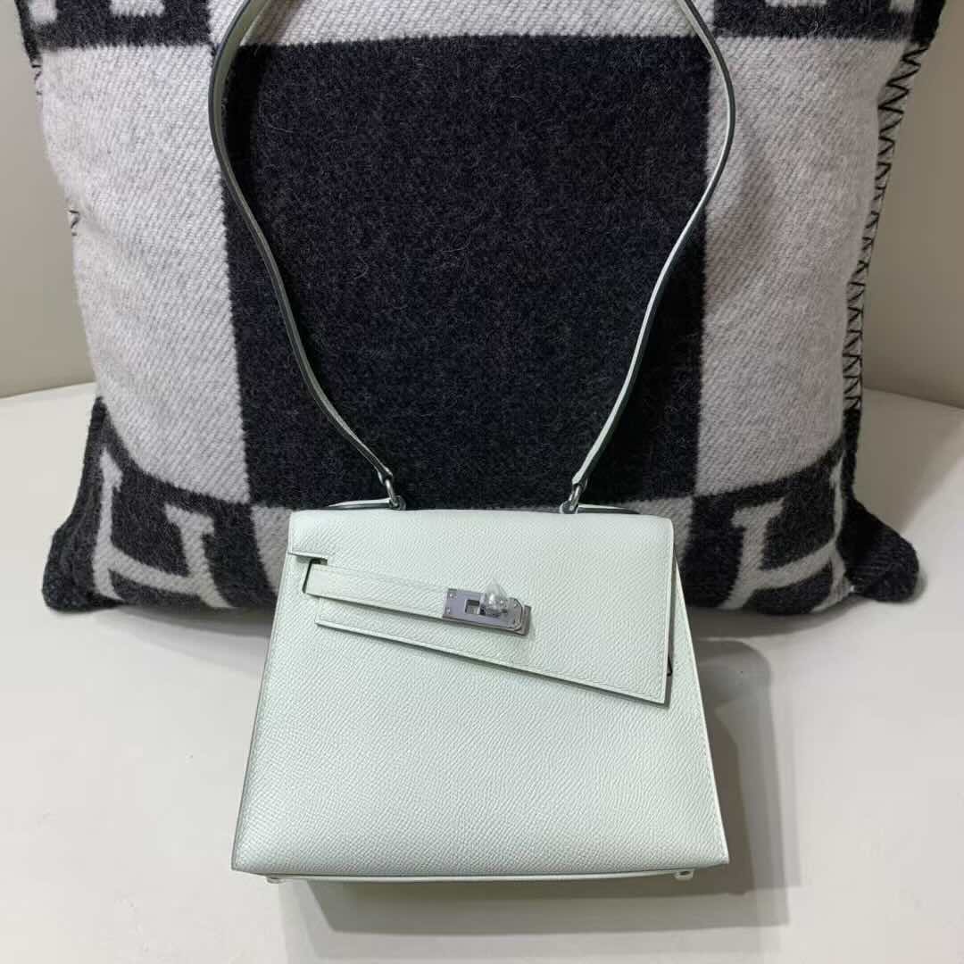 Hermès Kelly Desordre 20 Sellier Epsom Vert Fizz with Palladium Hardware
