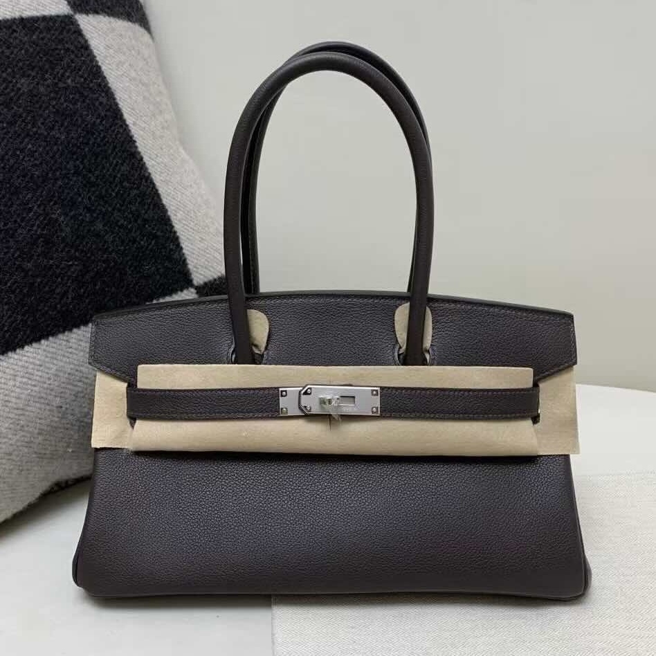 Hermès Shoulder Birkin 29 Evercolor Ebene with Palladium Hardware