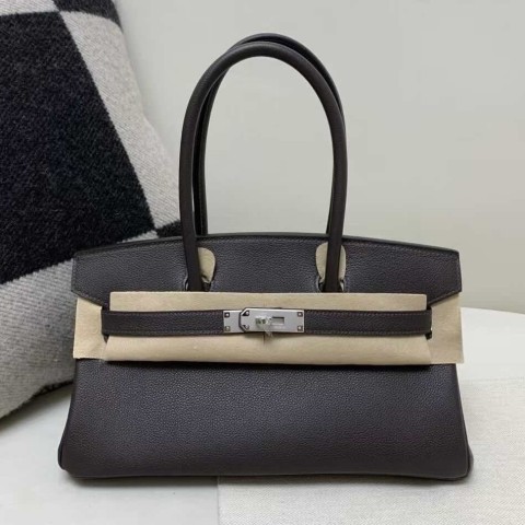 Hermès Shoulder Birkin 29 Evercolor Ebene with Palladium Hardware