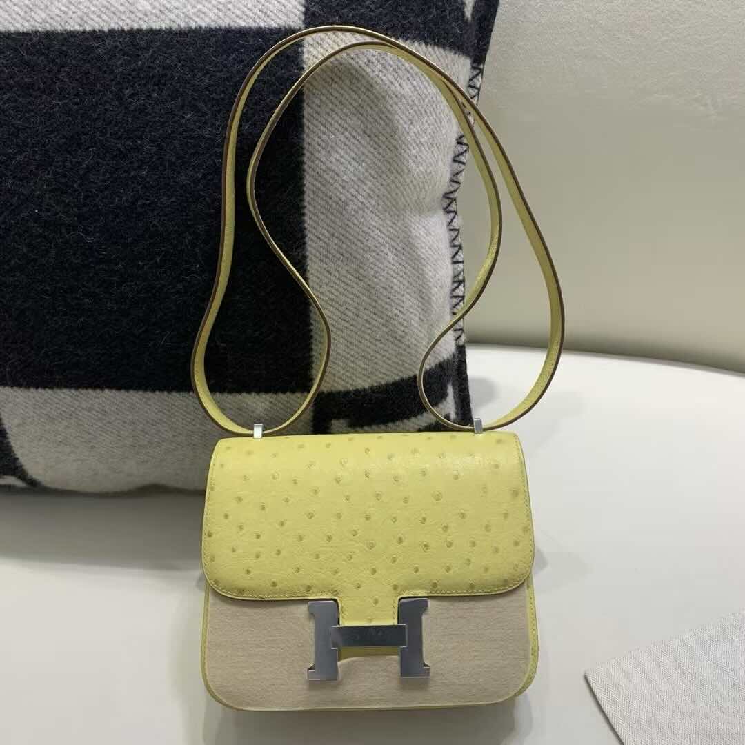 Hermès Constance 18 Ostrich Lime with Palladium Hardware