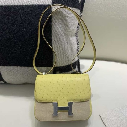 Hermès Constance 18 Ostrich Lime with Palladium Hardware