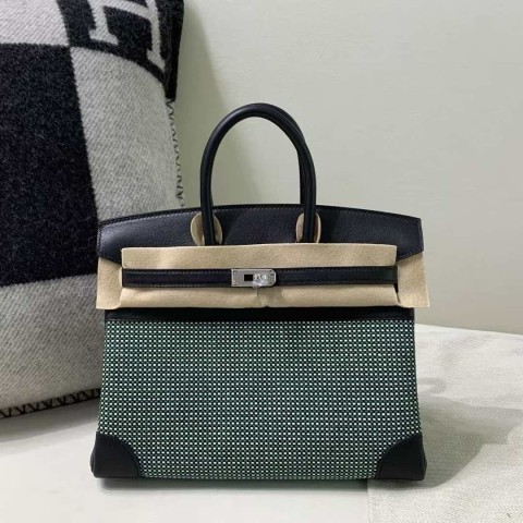 Hermès Birkin 30 Toile Canvas & Black Leather with Palladium Hardware