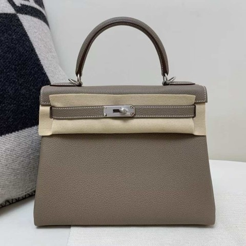 Hermès Kelly 25 Sellier Togo Etoupe PHW