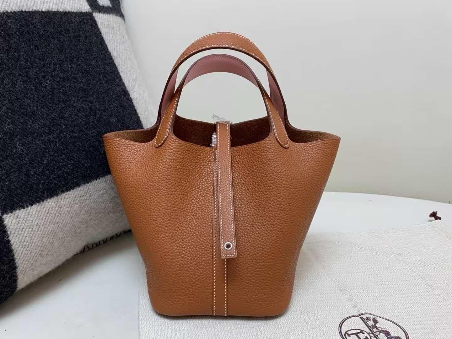 Hermès Picotin Lock PM Gold Clemence Leather with Palladium Hardware