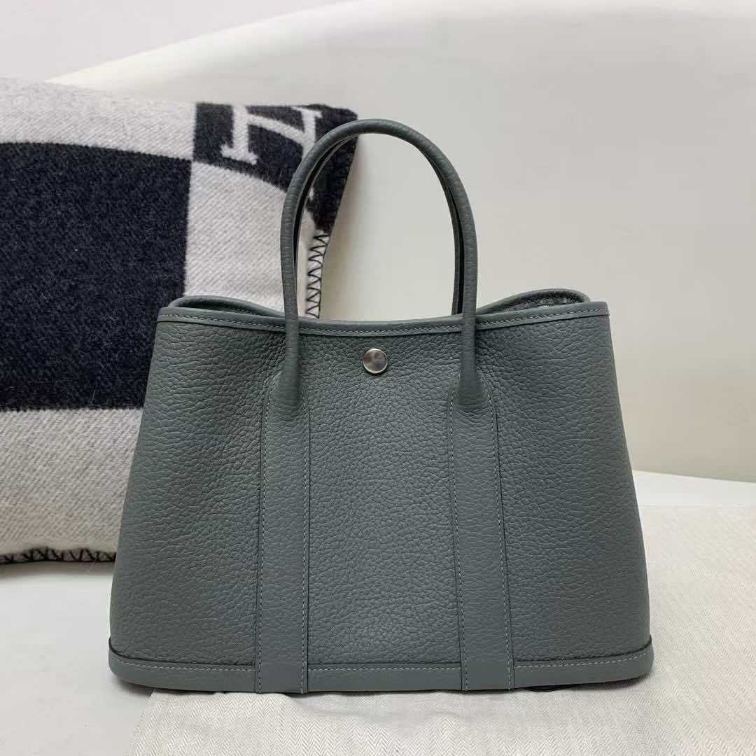 Hermès Garden Party 30 Negonda Leather Vert Rousseau with Palladium Hardware