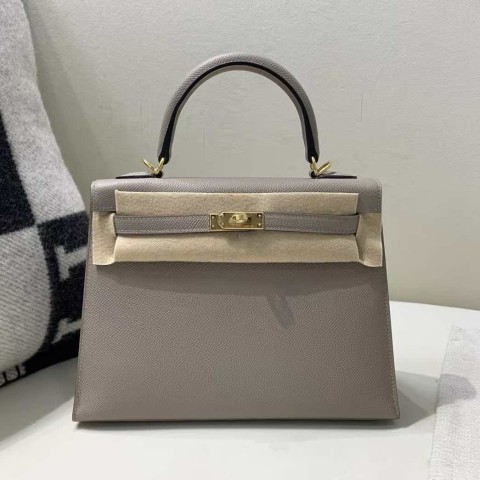 Hermès Kelly 25 Sellier Epsom Gris Tourterelle GHW
